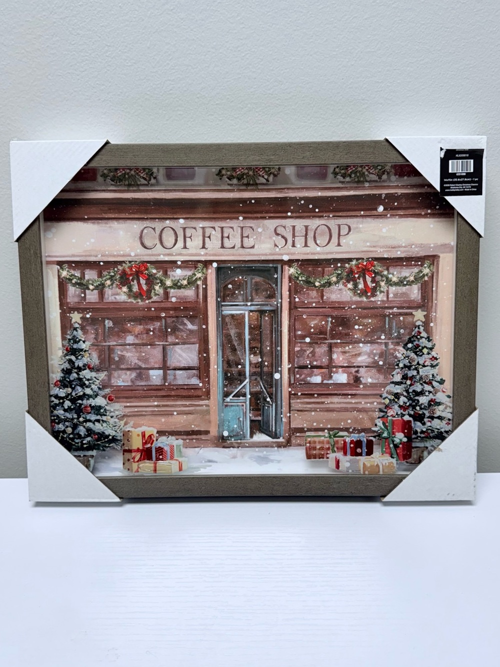 Hobby Lobby Brown and Green Winter Coffee Shop Framed Wall Decor
